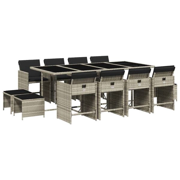 vidaXL 13-cz. zestaw mebli ogrodowych z poduszkami, jasnoszary