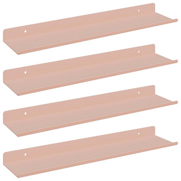 vidaXL P&oacute;łka wisząca 4 pcs R&oacute;żowy 40 x 8,5 x 2,5 cm Stal