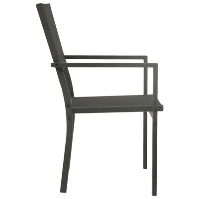 vidaXL Krzesła ogrodowe, 2 szt., stal i textilene, czarno-antracytowe