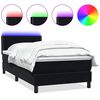 vidaXL Ł&oacute;żko kontynentalne z materacem i LED, czarne, 100x220 cm, aksamit