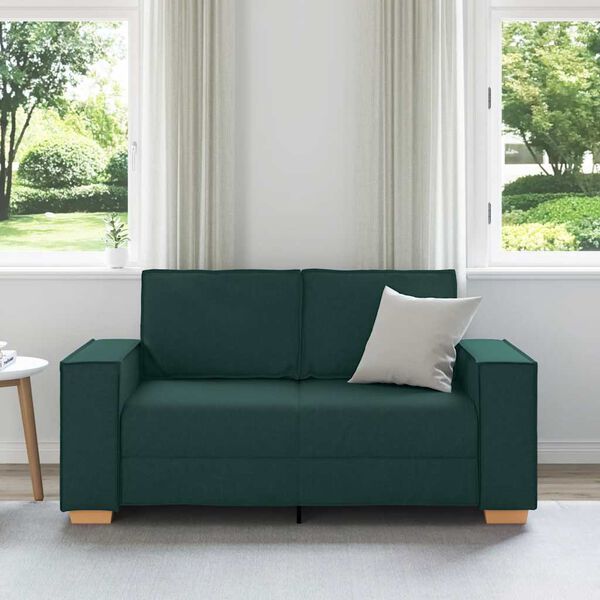 vidaXL Sofa 2-osobowa Ciemnozielona 160x78x84 cm Tkanina