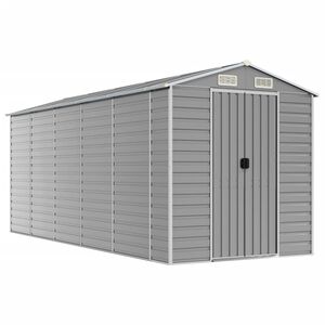 vidaXL Domek ogrodowy jasnoszary 191x470x198 cm ocynkowana stal
