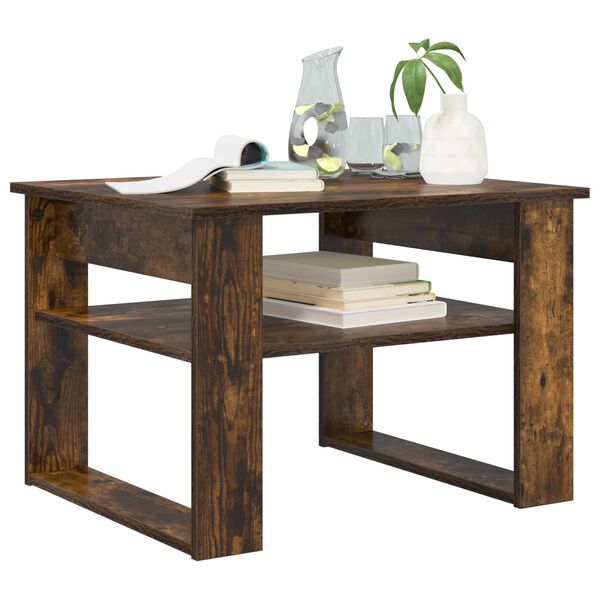 vidaXL Stolik kawowy z przechowywaniem Dąb wędzony 64 x 54 x 44 cm