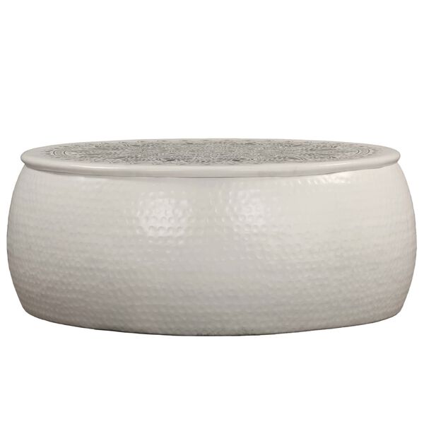 vidaXL Stolik kawowy z młotkowanego aluminium, 70 x 30 cm, biały