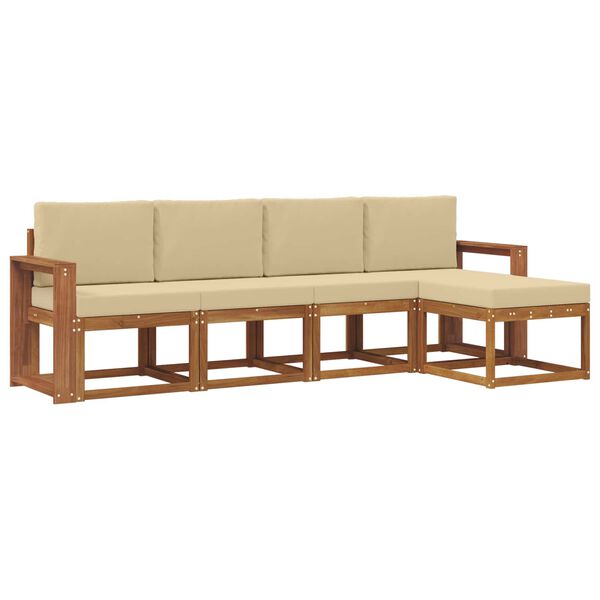 vidaXL Zestaw sof na zewnątrz z poduszką 5 pcs Naturalny i Beżowy