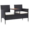 vidaXL Dwuosobowa ławka ogrodowa ze stolikiem 143 cm rattan PE, czarna