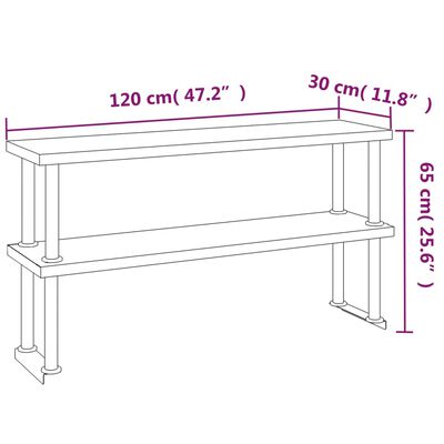 vidaXL Kuchenny stół roboczy z półką, 120x60x145 cm, stal nierdzewna