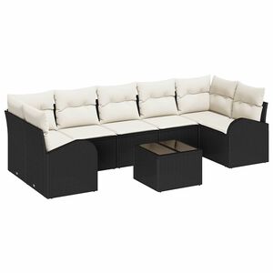 vidaXL Zestaw Sof na Ogr&oacute;d 8 pcs Czarny i kremowy 289 x 124 x 69 cm