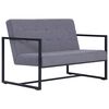 vidaXL 2-osobowa sofa z podłokietnikami, jasnoszara, stal i tkanina