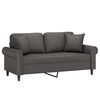 vidaXL 2-osobowa sofa z poduszkami, szara, 140 cm, sztuczna sk&oacute;ra
