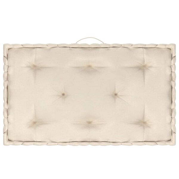 vidaXL Poduszki na podłogę lub palety, 3 szt., beżowe, bawełniane