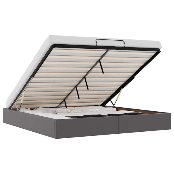 vidaXL Rama ł&oacute;żka otomana bez materaca, szara, 160x200 cm, ekosk&oacute;ra