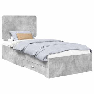 vidaXL Ramka ł&oacute;żka Betonowy szary 70 x 190 cm Drewno inżynieryjne