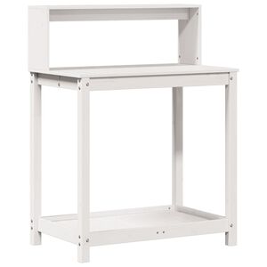 vidaXL Stolik ogrodniczy z p&oacute;łkami, biały, 82,5x50x109,5 cm, sosna