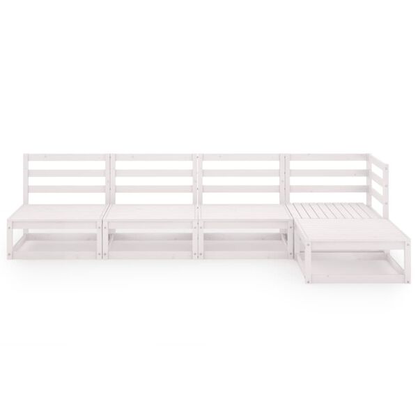 vidaXL 5-cz. zestaw mebli wypoczynkowych do ogrodu, biały, sosnowy