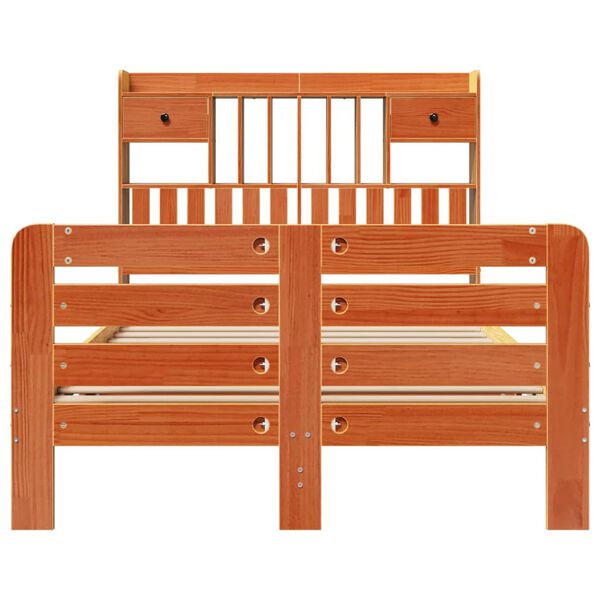 vidaXL Łóżko z regałem, bez materaca, 135x190 cm, drewno sosnowe