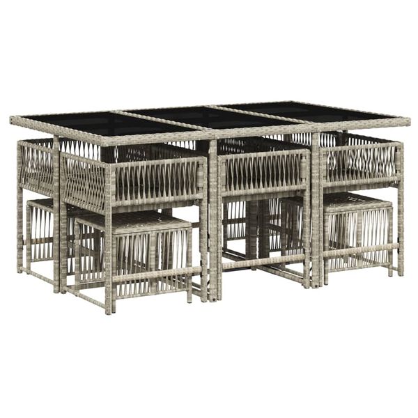 vidaXL 11-cz. zestaw mebli do ogrodu z poduszkami jasnoszary rattan PE