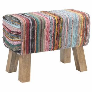 vidaXL ławka 60 x 30 x 45 cm Prawdziwa sk&oacute;ra Wielokolorowe