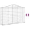 vidaXL Kosze gabionowe, 3 szt, 200x30x120/140 cm, galwanizowane żelazo