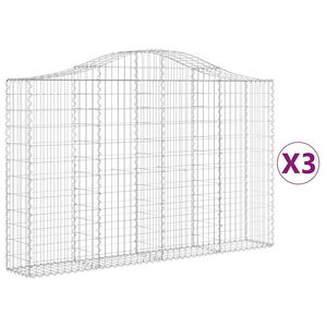 vidaXL Kosze gabionowe, 3 szt, 200x30x120/140 cm, galwanizowane żelazo