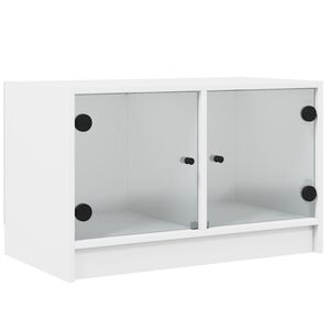 vidaXL Szafka TV ze szklanymi drzwiami, biała, 68x37x42 cm
