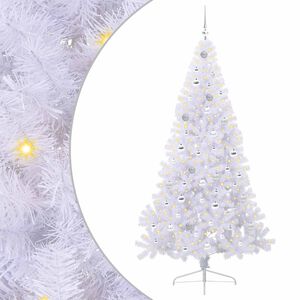 vidaXL Sztuczna choinka z 300 diodami LED Biały 210 cm PVC i stal