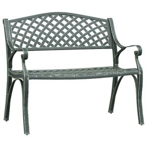 vidaXL Ławka ogrodowa, 102 cm, odlew aluminium, zielona