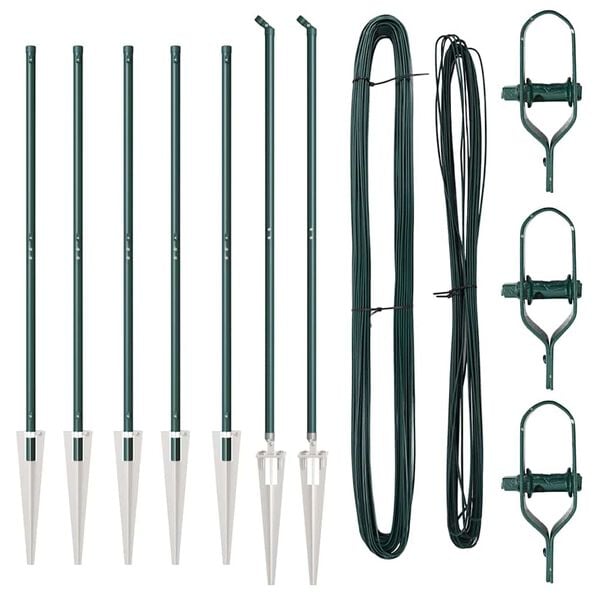 vidaXL Słupek ogrodzeniowy. 7 pcs Zielony Stal