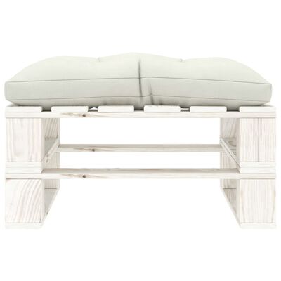 vidaXL Ogrodowy stołek z palet z beżową poduszką, drewniany