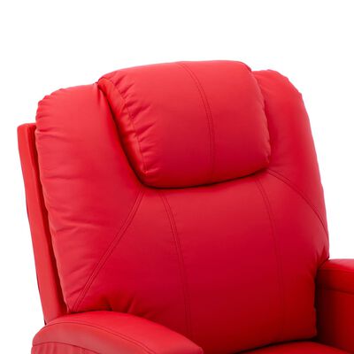 vidaXL Fotel masujący, ułatwiający wstawanie, czerwony, sztuczna skóra