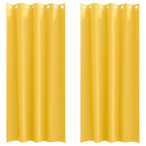 vidaXL Firany blackout z k&oacute;łkami 2 pcs Musztardowy Ż&oacute;łty 245 x 140 cm