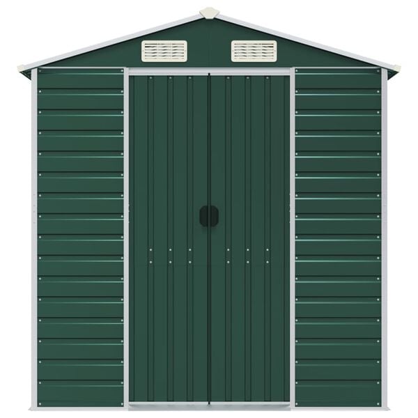 vidaXL Szopa ogrodowa, zielona, 191x895x198 cm, stal galwanizowana