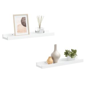 vidaXL P&oacute;łki ścienne na zdjęcia, 2 szt., białe, 40x9x3 cm, MDF