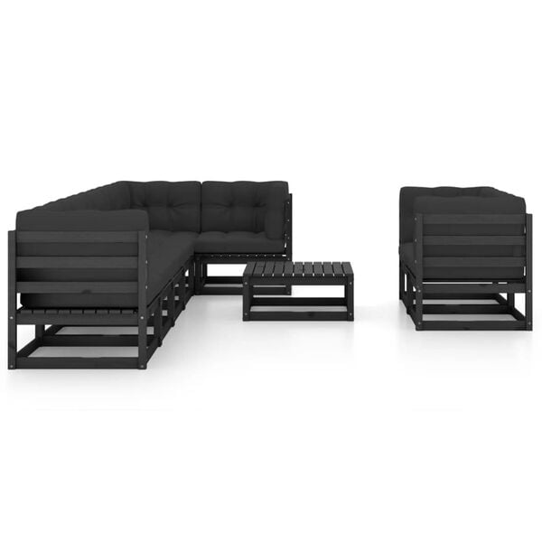 vidaXL 9-cz. zestaw mebli ogrodowych z poduszkami, lite drewno sosnowe