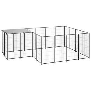 vidaXL Kojec dla psa, czarny, 6,05 m&sup2;, stalowy
