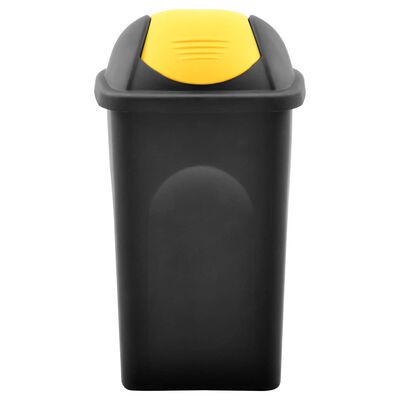 vidaXL Kosz na śmieci z uchylną klapą, 60 L, czarno-żółty