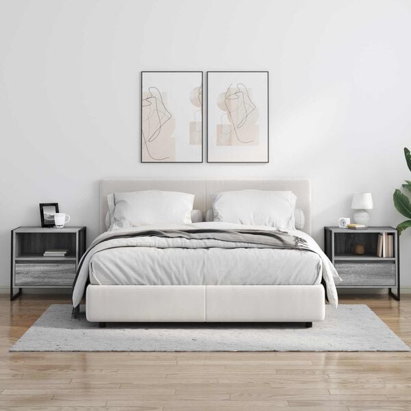 vidaXL Stolik nocny z szufladą Szary Sonoma 50 x 39,5 x 50 cm