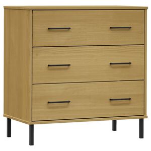 vidaXL Komoda OSLO z 3 szufladami, brązowa, 77x40x79,5 cm, lite drewno