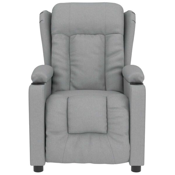 vidaXL Fotel masujący, jasnoszary, obity tkaniną