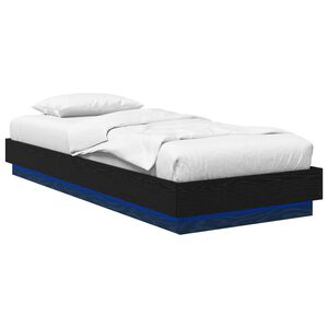 vidaXL Ł&oacute;żko z ramą z LED Czarny dąb 80 x 200 cm Drewno inżynieryjne