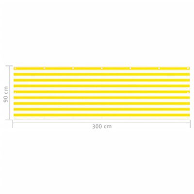 vidaXL Parawan balkonowy, żółto-biały, 90x300 cm, HDPE