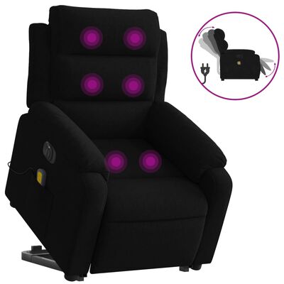 vidaXL Podnoszony fotel masujący, elektryczny rozkładany, czarny