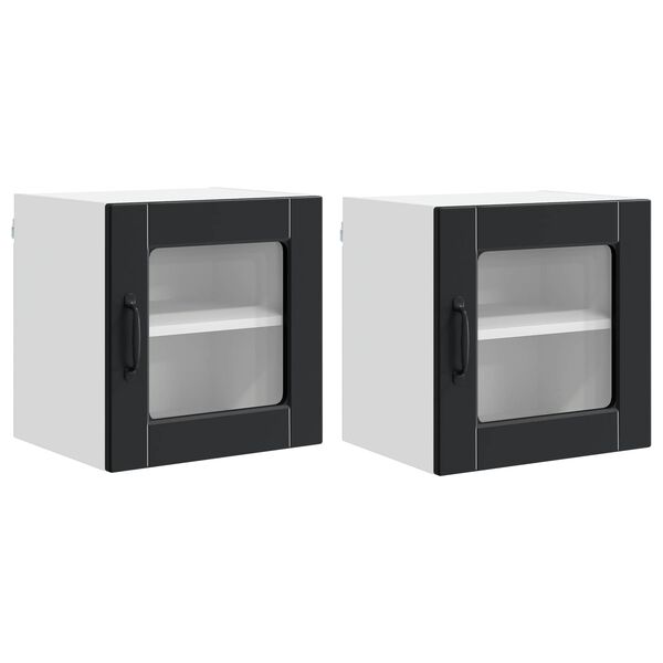 vidaXL Szafka kuchenna z p&oacute;łką z drzwiami 2 pcs Czarny 40 x 31 x 40 cm