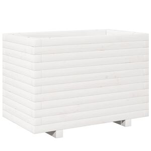 vidaXL Donica ogrodowa, biała, 70x40x49,5 cm, lite drewno sosnowe