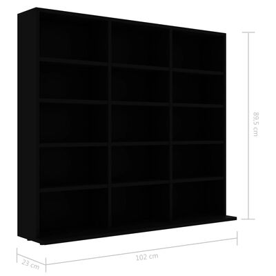 vidaXL Szafka na płyty CD, czarna, 102 x 23 x 89,5 cm