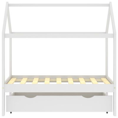 vidaXL Rama łóżka dziecięcego z szufladą, biała, sosnowa, 70x140 cm