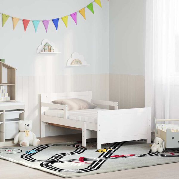 vidaXL Ramka ł&oacute;żka z materacem Biały 80 x 200 cm Lite drewno sosnowe