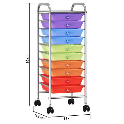 vidaXL Wózek z 10 szufladami, kolorowy, plastikowy