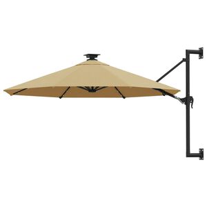 vidaXL Parasol ogrodowy z LED, ścienny, 300 cm, taupe