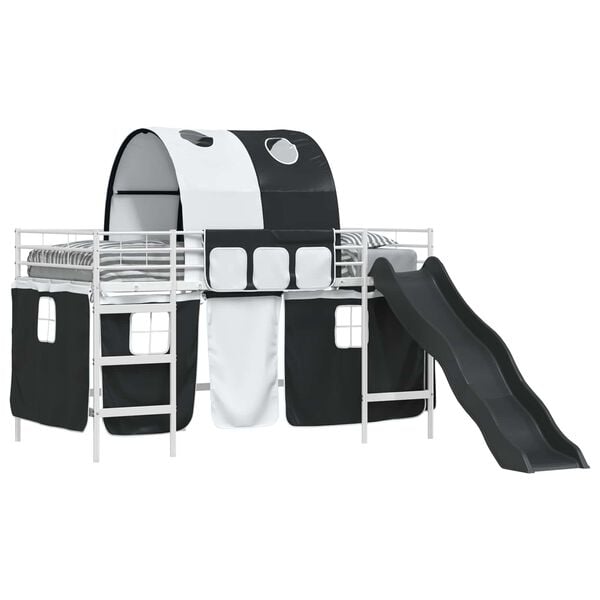 vidaXL Ł&oacute;żko piętrowe dla dzieci Biały i czarny 80 x 200 cm Metal
